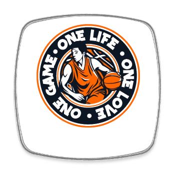 One Life Love Game Basketball Hoop Basketball Player - Square fridge magnet - white - Front