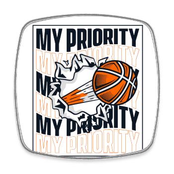 My Priority Basketballer Basketballkorb Basketball - Viereckiger Kühlschrankmagnet - Weiß - Vorne