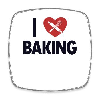 I love Baking Hobbybäcker Bäckerei Konditor Bäcker - Viereckiger Kühlschrankmagnet - Weiß - Vorne