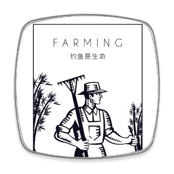 Agriculture Hanzi chinoise Agriculteur biologique - Magnet carré - blanc - Devant