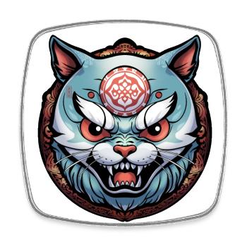 Nekomata bleu - Magnet carré - blanc - Devant