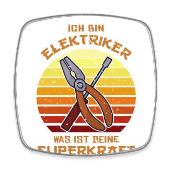 Superkraft Elektroinstallateur Elektroniker - Viereckiger Kühlschrankmagnet - Weiß - Vorne