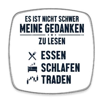 Essen Schlafen Traden Trader Börse Aktienmarkt - Viereckiger Kühlschrankmagnet - Weiß - Vorne