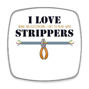 J’aime les strip-teaseuses Technicien en électronique Ingénieur électricien - Magnet carré - blanc - Devant