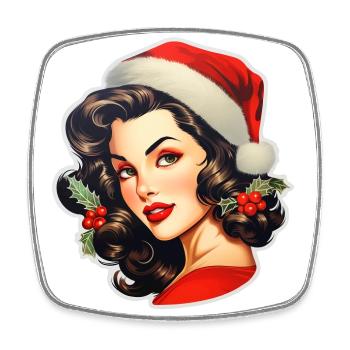 Femme au chapeau de père Noël - Magnet carré - blanc - Devant
