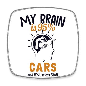My Brain is 95% Cars Autoschrauber Meister Kfz - Viereckiger Kühlschrankmagnet - Weiß - Vorne