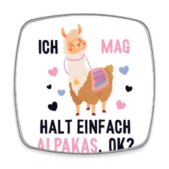 Ich mag einfach Alpakas Pako Lama Huacaya Alpaca - Viereckiger Kühlschrankmagnet - Weiß - Vorne