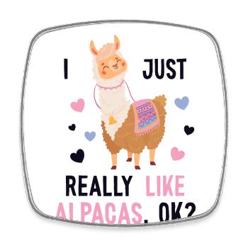 I just really like Alpacas Huacaya Pako Lama - Square fridge magnet - white - Front
