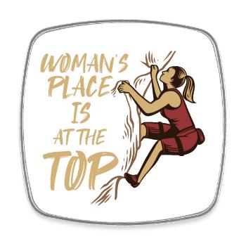 Womans Place est au sommet de l’escalade de vitesse de bloc - Magnet carré - blanc - Devant