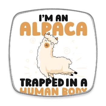 I'm An Alpaca Trapped In A Human Body Huacaya - Square fridge magnet - white - Front