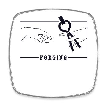 Michelangelo Creation of Adam Forging Blacksmith - Square fridge magnet - white - Front