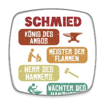 König Meister Herr Wächter Forging Kunstschmied - Viereckiger Kühlschrankmagnet - Weiß - Vorne