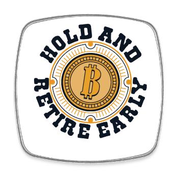 Hold And Retire Early Cryptocurrency Blockchain - Square fridge magnet - white - Front