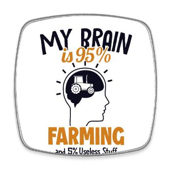 My Brain is 95% Farming Bauer Landwirtschaft - Viereckiger Kühlschrankmagnet - Weiß - Vorne