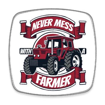 Ne plaisantez jamais avec un agriculteur - Magnet carré - blanc - Devant