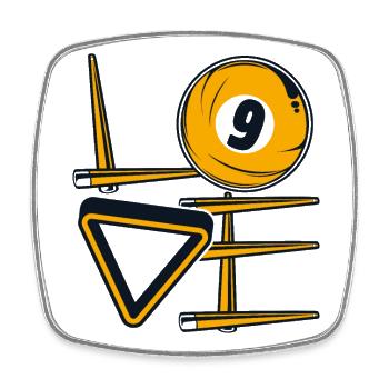 Love Snooker Billardtisch Billiards - Viereckiger Kühlschrankmagnet - Weiß - Vorne