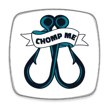 Chomp Me Fliegenfischer Spinnfischer - Viereckiger Kühlschrankmagnet - Weiß - Vorne