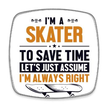 Skater Supposons que j’ai raison Skatepark Skaterboy - Magnet carré - blanc - Devant