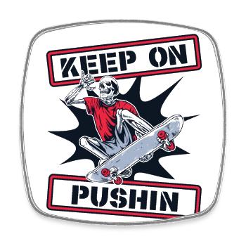 Continuer Pushin Skatepark Skatergirl Skaterboy - Magnet carré - blanc - Devant
