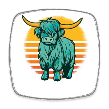 Retro Highland Kuh Highland Färse Züchter - Viereckiger Kühlschrankmagnet - Weiß - Vorne