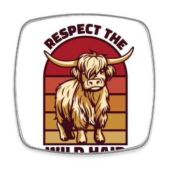 Respectez l’éleveur de vaches Highland à poil sauvage - Magnet carré - blanc - Devant