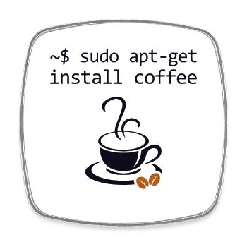 Sudo Install Coffee Informatiker Admin - Viereckiger Kühlschrankmagnet - Weiß - Vorne