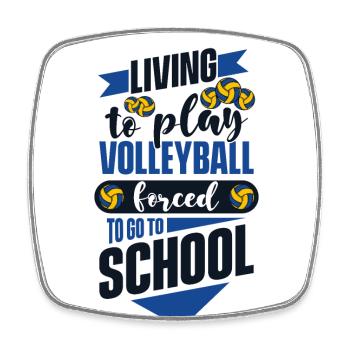 Living To Play Volleyball Forced To Go To School - Viereckiger Kühlschrankmagnet - Weiß - Vorne