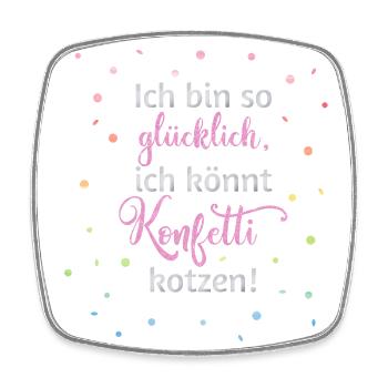 Konfetti kotzen_ - Viereckiger Kühlschrankmagnet - Weiß - Vorne
