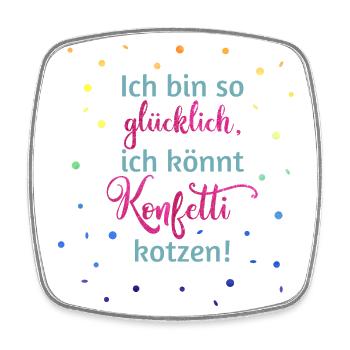 Konfetti kotzen - Viereckiger Kühlschrankmagnet - Weiß - Vorne