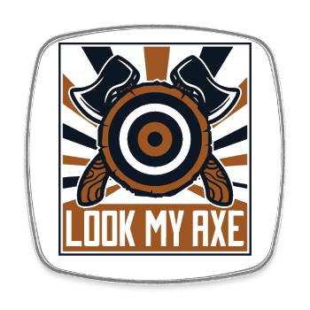 Look My Axe Axe Throwing Competition Game Axe - Square fridge magnet - white - Front