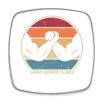 Retro Hand Wrestling Techniques Exercise Arm - Square fridge magnet - white - Front