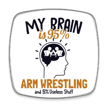 My Brain is 95% Arm Wrestling Exercise Trainer - Viereckiger Kühlschrankmagnet - Weiß - Vorne