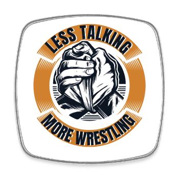 Less Talking More Wrestling Exercise Trainer Arm - Viereckiger Kühlschrankmagnet - Weiß - Vorne
