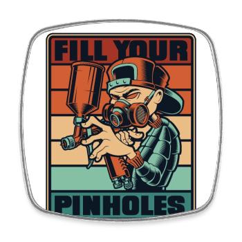 Retro füllen Sie Ihre Pinholes Auto Spray Auto Auto Auto - Viereckiger Kühlschrankmagnet - Weiß - Vorne