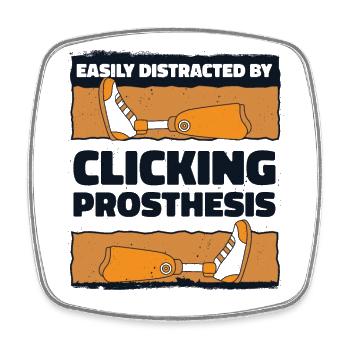 Easily Distracted By Clicking Prosthesis User Leg - Square fridge magnet - white - Front
