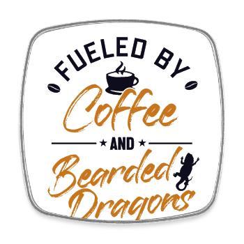 Fueled by Coffee and Bearded Dragons Pogona - Square fridge magnet - white - Front