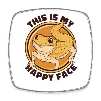 This Is My Happy Face Pogona Lizard Pet Owner - Square fridge magnet - white - Front