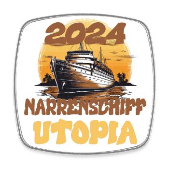 Ship of Fools Utopia, Quote - Square fridge magnet - white - Front