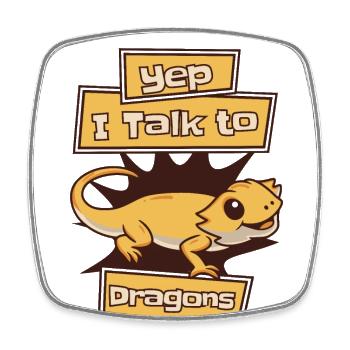 I Talk To Dragons Pogona Pet Lizard Owner Bearded - Square fridge magnet - white - Front