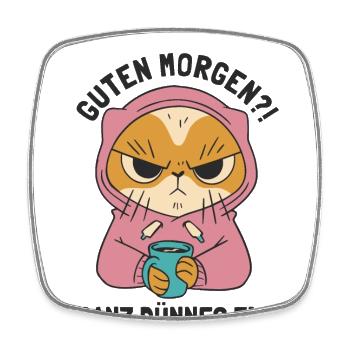 Guten Morgen Ganz Dünnes Eis Kätzchen Hauskatze - Viereckiger Kühlschrankmagnet - Weiß - Vorne