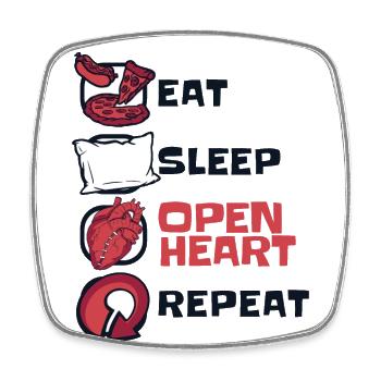 Eat Sleep Open Heart Repeat Catheter Open Heart - Square fridge magnet - white - Front