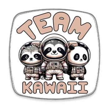 TEAM KAWAII-ASTRONAUTEN: PANDA, WASCHBÄR UND FAULTIER - Viereckiger Kühlschrankmagnet - Weiß - Vorne