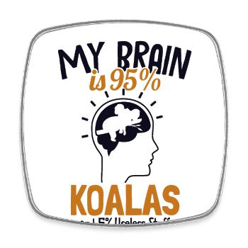 My Brain is 95% Koalas Koalabear Eucalyptus Koala - Square fridge magnet - white - Front