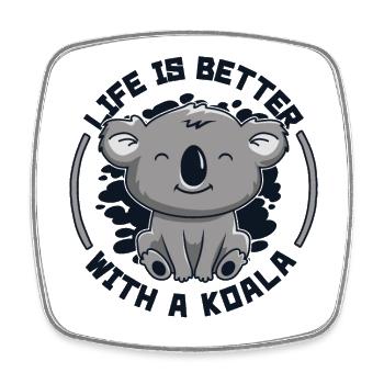 Life Is Better With A Koala Koalabear Eucalyptus - Square fridge magnet - white - Front