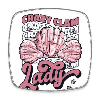 Crazy Clam Lady Bivalvia Shell Hunter Seashell - Square fridge magnet - white - Front