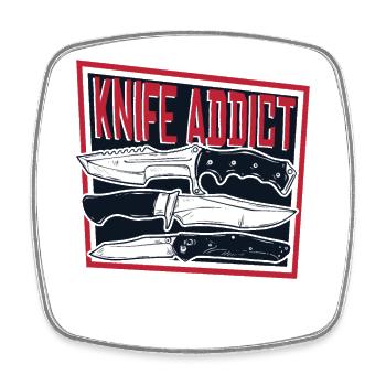 Knife Addict Metzgermesser Sammlermesser - Viereckiger Kühlschrankmagnet - Weiß - Vorne