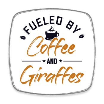 Angetrieben von Kaffee und Giraffen Afrikanische Giraffidae - Viereckiger Kühlschrankmagnet - Weiß - Vorne