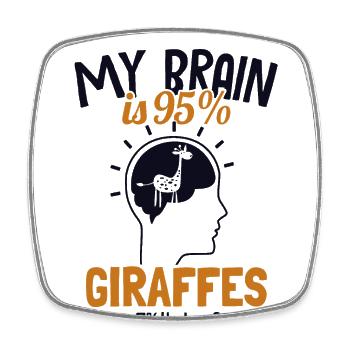 Mein Gehirn besteht zu 95% aus Giraffen, Nubiern, Afrikanern - Viereckiger Kühlschrankmagnet - Weiß - Vorne