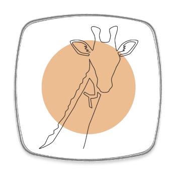 Lineart Giraffidae Nubian African Giraffe Friend - Square fridge magnet - white - Front