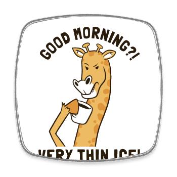 Bonjour Glace Très Fine Giraffidae Nubiens - Magnet carré - blanc - Devant